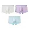 Ropa interior para hombre Huajielong de encaje de malla y seda helada al por mayor, cintura media, talla grande, transpirable, calzoncillos tipo bóxer para hombre, disponible para dropshipping