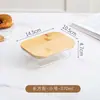 Recipiente de Armazenamento de Alimentos de Vidro com Tampa de Madeira de Bambu Seguro para Micro-ondas Retangular Tigela Bento Grau Alimentício Preparo de Refeições Lancheira Atacado