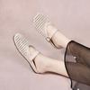 Pantuflas Tejidas para Exterior de Mujer 2025 Verano Nuevo Punta Redonda Recortadas Casuales Planas Sandalias Vacaciones Francesas Pantuflas Perezosas