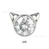 Brincos de Titânio F136 Cabeça de Gato para Piercing Zircônia 5A Piercing de Orelha Studs de Cartilagem Studs de Nariz DIY Studs Cocleares Joias