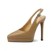 Sandalias de Tacón de Aguja Ultra Alto de Punta Cerrada para Mujer 2026 Primavera/Verano Sexy Sin Espalda Plataforma Zapatos de Tacón Alto para Mujer