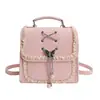 Bolsa Quadrada Pequena Estilo Menina para Mulheres, Nova Bolsa Transversal de Ombro para o Dia a Dia com Borda de Renda, Mochila Fofa Estilo Coreano