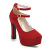 2021 Nuevos zapatos de tacón alto de plataforma gruesa con hebilla estilo europeo y americano, zapatos de caña alta para primavera para mujer 32-43 zapatos de comercio exterior