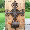 Aplique de Pared Hueco con Arco de Hierro Fundido Estilo Pastoral Europeo Portavelas Adornos Retro Nostálgicos Decoraciones Colgantes para Patio Hogar