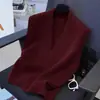 Nuevo chaleco de punto de primavera con cuello estiloso, corte holgado, adelgazante, estilo casual, camiseta básica para mujer, top para ir al trabajo