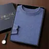 Nuevo Suéter de Cachemir de Cuello Redondo para Hombre Otoño e Invierno, Jersey de Punto Grueso de Cachemir con Hombro Ranglán de Manga Larga, Suéter Base