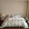 Juego de Cama de Cuatro Piezas de Algodón Tencel de Lujo Accesible Francés, Cubre Edredón y Sábanas Bordados con Encaje de Estilo Coreano de Alta Gama para Todas las Estaciones