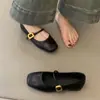 Sapatos femininos estilo francês de brisa noturna com corte baixo e saltos grossos, novidade outono 2026 versão coreana sapatos Mary Jane retrô de salto médio