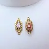 Conector de Pingente Duplo Estilo Chinês Retro Floral Preserva Cor Banhado a Ouro Acessórios para Joias Colar de Pérolas Artesanal DIY