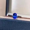 Anel de Espinélio Cobalto para Mulheres, Prata 925, Anel de Ovo de Pombo 1 Quilate, Design Simples e Versátil, Design de Nicho, Pedra Preciosa Colorida