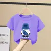 Roupas Infantis Camiseta 100% Algodão para Meninos Mais Velhos Estilo Novo Tendência Camiseta Top Estilosa Infantil Solta Manga Curta Meia Manga Verão