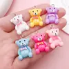 Urso de Gravata Borboleta Desenho Animado Pingente de Resina Multicor Artesanal DIY Chaveiro de Contas Ornamento Acessórios Fabricante Atacado