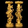 Ornamentos de Castiçal de Cobre, um Par de Suportes de Vela para Oferecer Velas no Templo, Decorações para Sala de Estar em Casa, Artesanato para Casamento