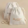 Bolsa de Algodão Espinha de Peixe com Cordão, Bolsa de Lona de Algodão Puro com Cordão para Anéis e Colares, Bolsa de Armazenamento para Joias e Maquiagem, Personalizável com Impressão