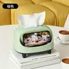 Caja de pañuelos para escritorio de sala de estar, dispensador de pañuelos con resorte para dormitorio del hogar, diseño de alta gama, gran capacidad, caja de pañuelos para escritorio inspirada en la dopamina