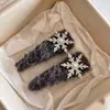 Atmosfera de Outono e Inverno Grampo de Cabelo de Pelúcia Floco de Neve Clipe Lateral para Mulheres Laço Lateral Clipe de Linha Única Franja Meio Presa Clipe de Bico de Pato