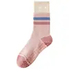 Meias de Yoga para Mulheres, Comprimento Médio da Panturrilha, Algodão Puro, Silicone Antiderrapante, Fitness Indoor, Pilates, Costela Dupla, Meias Esportivas Sem Costura para Mulheres