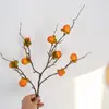 Flores Artificiales de Caqui con 9 Cabezas de Fruta Pequeñas, Flores Falsas, Plantas Verdes al por Mayor, Decoración de Boda, Manualidades Estilo Ins