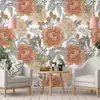 Pegatina de Pared Floral Romántica Autoadhesiva Papel Tapiz Resistente a la Humedad y al Moho Ecológico Lujo Ligero Decorativa para Pared de Dormitorio Armario Renovación