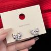 Nuevos pendientes de lazo con diseño de corazón de melocotón en polvo para mujer, estilo Spice Girl, dulce y fresco, con diseño de aguja de plata S925.