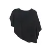 Nueva Camisa de Punto Negra de Manga Murciélago para Mujer Verano 2026, Nuevo Top de Punto Elegante de Manga Corta, Disponible para Venta al por Mayor y Distribución