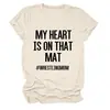 Mi Corazón Está en Ese Sitio Independiente de Deseos Estilo Europeo y Americano Camiseta Casual Simple de Manga Corta con Cuello Redondo para Mujer para Exportación