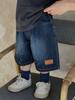 Shorts de Mezclilla Estilo Coreano 2026 Verano para Niños, Shorts Casuales Versátiles Ligeros con Parches de Longitud Media