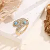 Anillo Abierto Ojo de Tigre Maillard Ecológico, Diseño Versátil de Nicho, Conjunto de Joyería de Moda de Alta Gama