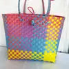 Bolsa de Playa Casual Versátil de Gran Capacidad Tejida a Mano de Plástico Bolso Cruzado Sencillo Casual de Hombro Puesto