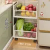 Estante para Sándwiches de Cocina Estante de Almacenamiento Multicapa Cesta de Verduras con Ruedas Carrito Multifuncional de Pie Cesta de Verduras