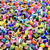 Cuentas redondas de resina con forma de ojo de diablo, cuentas rayadas de ojo de pez Luya, accesorios de joyería DIY, cuentas sueltas