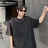Playera de Verano para Hombre de Manga Corta con Hombrera Decorativa de Metal de Alta Gama para Hombre