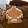 [en stock] nuevo otoño e invierno para niñas, fondo de cuello alto, estilo extranjero, jersey de punto grueso interno para niños pequeños