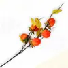 Atacado do Fabricante Frutas Artificiais Pequenas de Caqui com Múltiplos Galhos para Arranjos de Flores Domésticos, Acessórios de Flores de Ano Novo, Flores Decorativas