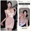 Não perdendo a noite certa lingerie sensual vestido de renda sexy com amarração no pescoço desejo puro qqny pijama de V profundo tentação uniforme mulher