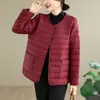 Foto real casaco fino de algodão feminino inverno 2026 novo estiloso versátil simples quente roupa de baixo top de jaqueta de algodão