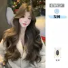 Peruca completa para mulheres, cabelo ondulado de comprimento médio, cor mel chá, valoriza o tom de pele, moderna, volumosa, com copa alta, realista e natural