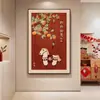 Pintura Decorativa de Nuevo Estilo con Temática de Caqui, Pintura de Sala de Estar de Nuevo Estilo Chino, Significado Propicio para el Año del Caballo, Arte de Pared Frente a la Entrada de la Puerta
