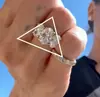 Anillo de plata de ley S925 con zircón ovalado para mujer, diseño de nicho, banda fina con incrustaciones de diamantes, apilable, anillo abierto ajustable para el dedo índice, producto nuevo