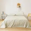 Sábana Bajera de Algodón Puro Color Sólido Simple Estilo Japonés Sábana Bajera Ajustable Pieza Única Colcha de Algodón Puro Individual/Doble 1.5/ 1.8m Ropa de Cama 2025
