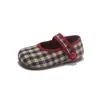 Zapatos Mary Jane Retro de Moda para Niñas 2026 Otoño Nuevos Zapatos Casuales a Cuadros para Niños con Suela Suave y Velcro