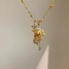 Estilo Semelhante ao Livro Vermelho Novo Chinoiserie Unicórnio Dourado Escovado Alto Padrão Estrela Versátil Simples Clavícula Colar Acessórios