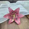 3 Cabeças de Flor de Lírio de Filme, Flores Artificiais Altamente Realistas para Arranjos de Cabeça de Casamento, Fabricação de Coroas, Decoração de Arranjos Florais, Atacado, Transfronteiriço