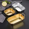 Plato Cuadrado de Acero Inoxidable Estilo Coreano Creativo Plato para Snacks de Pollo Frito Cesta para Papas Fritas Plato para Platos Fríos Bandeja para Dulces y Snacks