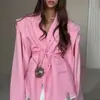 Colección otoño/invierno 2026 de Amazon: Moda europea y americana transfronteriza, que favorece la figura, adelgazante, con cinturón en la cintura, corte holgado, chaqueta versátil de cuello en V para mujer