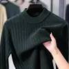 Venda Direta do Fabricante: Suéter de Malha Canelada com Gola Alta Meia-Manga Longa, Suéter Básico Versátil Casual, Novo Outono 2026