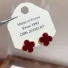 Pendientes de Flor de Trébol de Cuatro Hojas Retro Accesibles de Lujo Pendientes de Nicho de Gama Alta Moda Elegantes Versátiles para Mujer