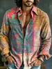 Camisa de Manga Larga Casual con Estampado Floral Artístico de Nuevo Estilo Transfronteriza con Impresión Digital 3D, Hecha a Medida, Pedido Mínimo Una Pieza