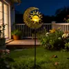 Luminárias Solares de Ferro Fundido Transfronteiriças com Design de Sol e Lua para Decoração de Jardim, Gramado e Ambiente Externo