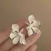 Pendientes de Flor de Lazo Estilo Coreano con Circonita para Mujer, Dulces, de Alta Gama, Elegantes y de Diseño, Pendientes de Lujo de Nicho Accesible